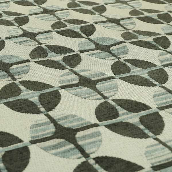 Circular Modern Pattern In Black Grey Colour Chenille Upholstery Fabric JO-855