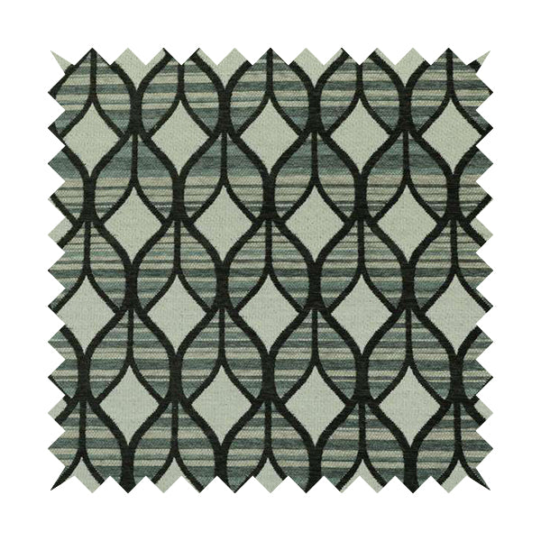 Geometric Modern Pattern In Black Grey Colour Chenille Upholstery Fabric JO-858 - Roman Blinds