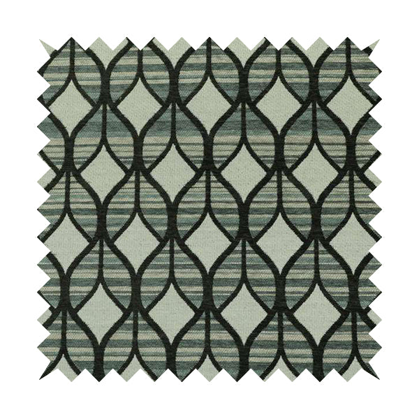 Geometric Modern Pattern In Black Grey Colour Chenille Upholstery Fabric JO-858