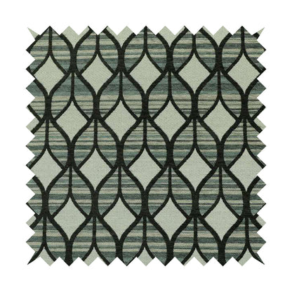 Geometric Modern Pattern In Black Grey Colour Chenille Upholstery Fabric JO-858 - Made To Measure Curtains