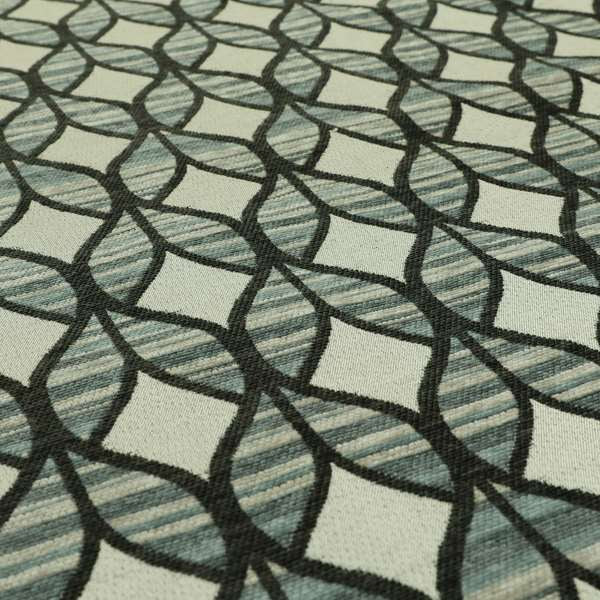 Geometric Modern Pattern In Black Grey Colour Chenille Upholstery Fabric JO-858 - Roman Blinds