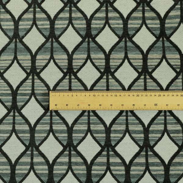 Geometric Modern Pattern In Black Grey Colour Chenille Upholstery Fabric JO-858 - Roman Blinds