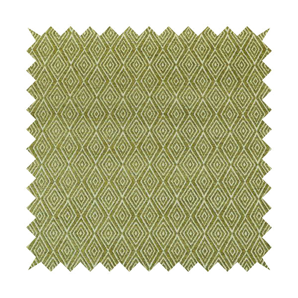 Diamond Geometric Pattern In Green Colour Chenille Upholstery Fabric JO-862 - Made To Measure Curtains