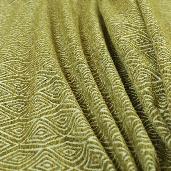 Diamond Geometric Pattern In Green Colour Chenille Upholstery Fabric JO-862 - Roman Blinds