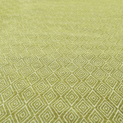 Diamond Geometric Pattern In Green Colour Chenille Upholstery Fabric JO-862 - Made To Measure Curtains