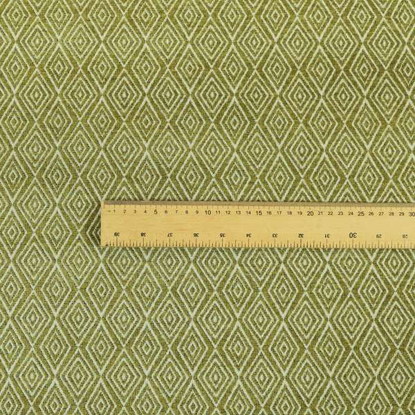 Diamond Geometric Pattern In Green Colour Chenille Upholstery Fabric JO-862 - Roman Blinds