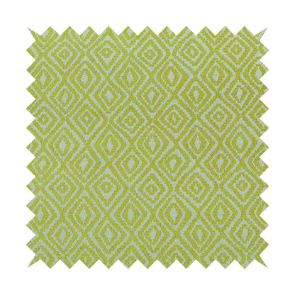 Geometric Diamond Modern Pattern In Green Colour Chenille Upholstery Fabric JO-864 - Made To Measure Curtains