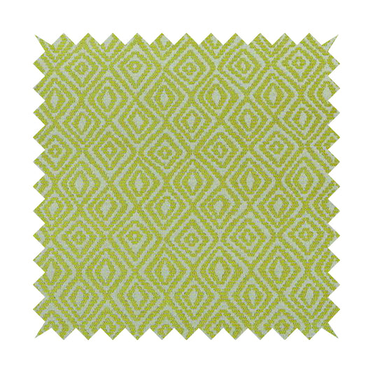 Geometric Diamond Modern Pattern In Green Colour Chenille Upholstery Fabric JO-864