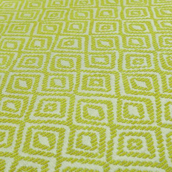 Geometric Diamond Modern Pattern In Green Colour Chenille Upholstery Fabric JO-864