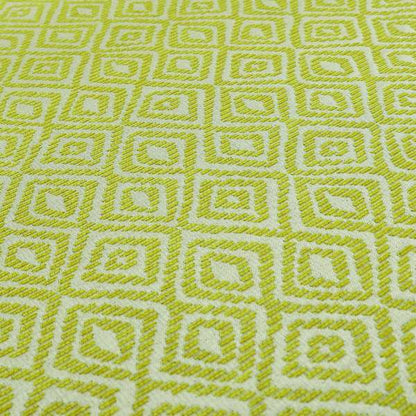 Geometric Diamond Modern Pattern In Green Colour Chenille Upholstery Fabric JO-864 - Made To Measure Curtains