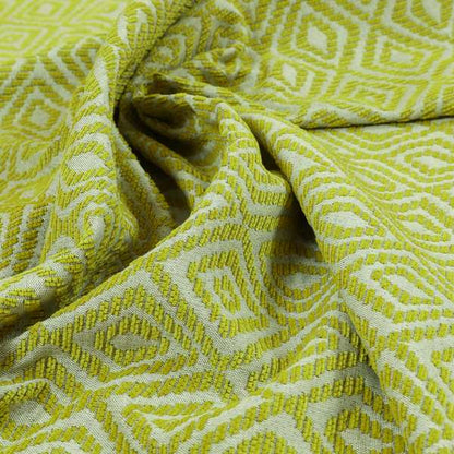 Geometric Diamond Modern Pattern In Green Colour Chenille Upholstery Fabric JO-864