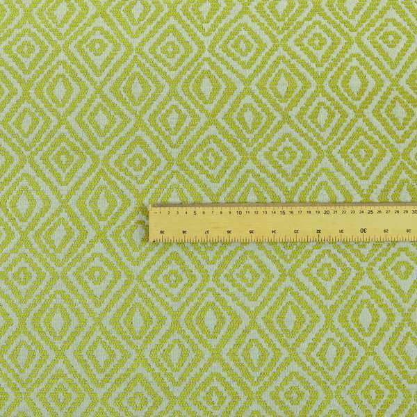 Geometric Diamond Modern Pattern In Green Colour Chenille Upholstery Fabric JO-864 - Made To Measure Curtains