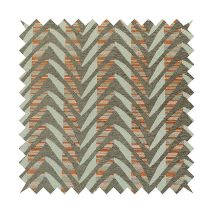 Geometric V Shape Modern Pattern In Orange Brown Colour Chenille Upholstery Fabric JO-866 - Roman Blinds