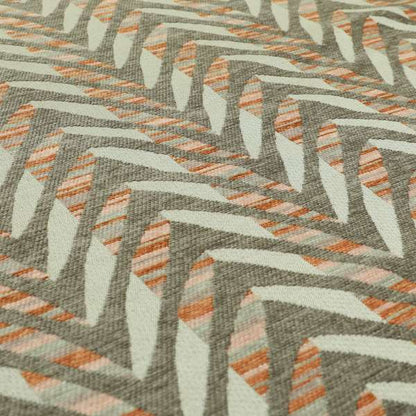 Geometric V Shape Modern Pattern In Orange Brown Colour Chenille Upholstery Fabric JO-866 - Roman Blinds