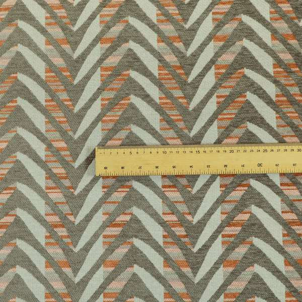 Geometric V Shape Modern Pattern In Orange Brown Colour Chenille Upholstery Fabric JO-866 - Roman Blinds