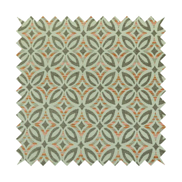 Geometric Shape Modern Pattern In Orange Brown Colour Chenille Upholstery Fabric JO-867 - Roman Blinds