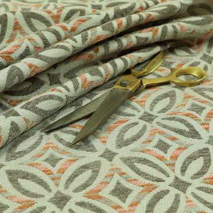 Geometric Shape Modern Pattern In Orange Brown Colour Chenille Upholstery Fabric JO-867 - Roman Blinds