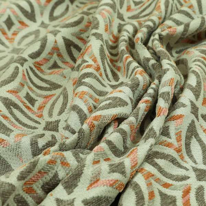 Geometric Shape Modern Pattern In Orange Brown Colour Chenille Upholstery Fabric JO-867 - Made To Measure Curtains