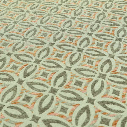 Geometric Shape Modern Pattern In Orange Brown Colour Chenille Upholstery Fabric JO-867 - Roman Blinds