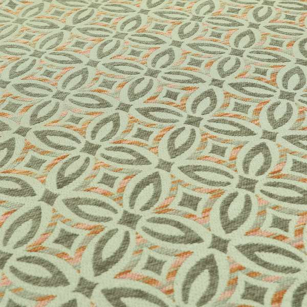 Geometric Shape Modern Pattern In Orange Brown Colour Chenille Upholstery Fabric JO-867