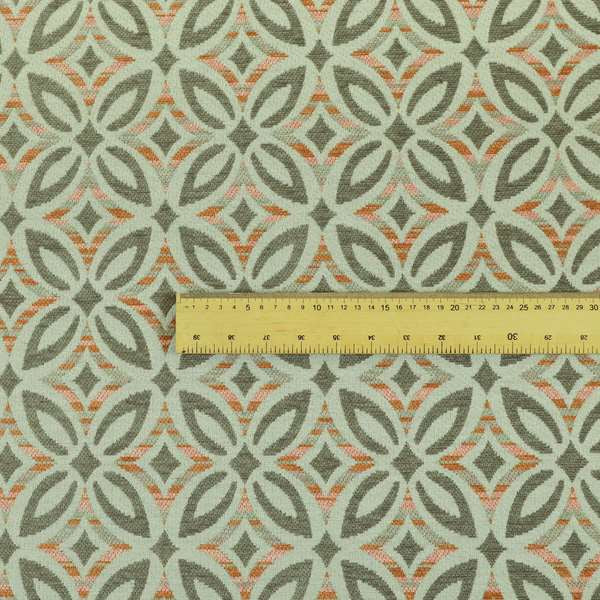 Geometric Shape Modern Pattern In Orange Brown Colour Chenille Upholstery Fabric JO-867 - Roman Blinds