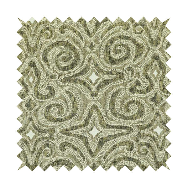 Gold Cream Colour Funky Star Pattern Chenille Upholstery Fabric JO-868 - Roman Blinds