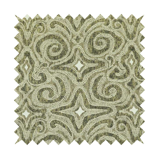 Gold Cream Colour Funky Star Pattern Chenille Upholstery Fabric JO-868