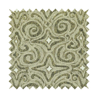 Gold Cream Colour Funky Star Pattern Chenille Upholstery Fabric JO-868 - Made To Measure Curtains