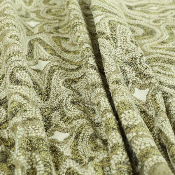 Gold Cream Colour Funky Star Pattern Chenille Upholstery Fabric JO-868 - Made To Measure Curtains