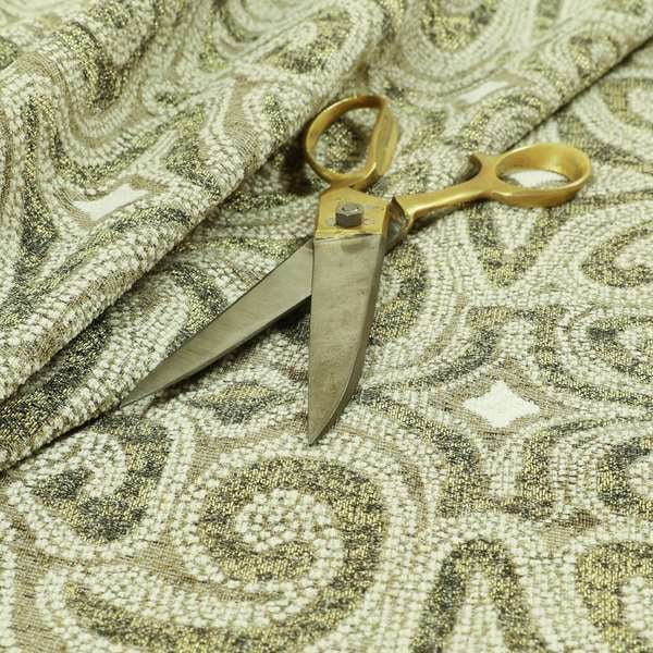 Gold Cream Colour Funky Star Pattern Chenille Upholstery Fabric JO-868 - Roman Blinds