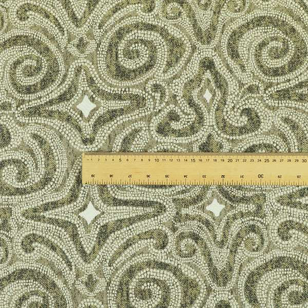 Gold Cream Colour Funky Star Pattern Chenille Upholstery Fabric JO-868 - Roman Blinds