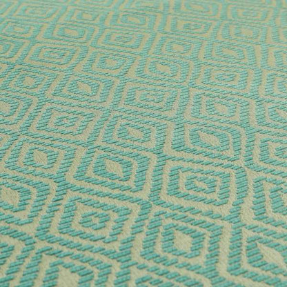 Geometric Diamond Modern Pattern In Teal Colour Chenille Upholstery Fabric JO-870 - Roman Blinds