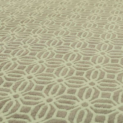 Pink Lilac White Colour Squared Medallion Pattern Chenille Upholstery Fabric JO-871 - Made To Measure Curtains