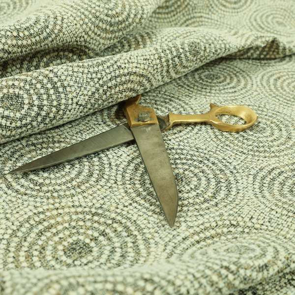 Gold Cream Colour Funky Round Modern Pattern Chenille Upholstery Fabric JO-875 - Made To Measure Curtains