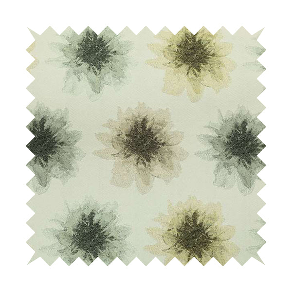 Brown Grey Colour Floral Pattern Chenille Upholstery Fabric JO-876 - Made To Measure Curtains