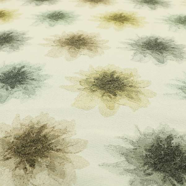 Brown Grey Colour Floral Pattern Chenille Upholstery Fabric JO-876 - Made To Measure Curtains