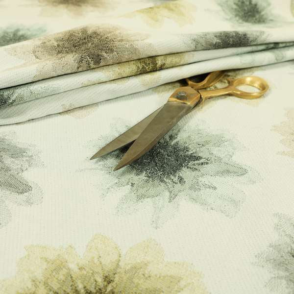 Brown Grey Colour Floral Pattern Chenille Upholstery Fabric JO-876 - Made To Measure Curtains