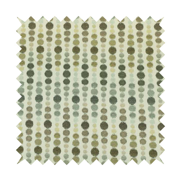 Green Brown Colour Dotted Geometric Pattern Chenille Upholstery Fabric JO-877