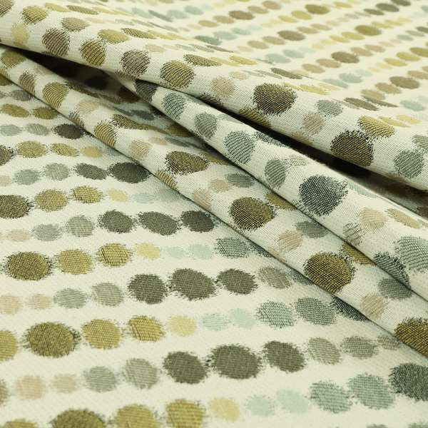 Green Brown Colour Dotted Geometric Pattern Chenille Upholstery Fabric JO-877 - Made To Measure Curtains