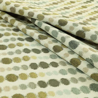 Green Brown Colour Dotted Geometric Pattern Chenille Upholstery Fabric JO-877 - Made To Measure Curtains