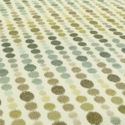 Green Brown Colour Dotted Geometric Pattern Chenille Upholstery Fabric JO-877 - Made To Measure Curtains