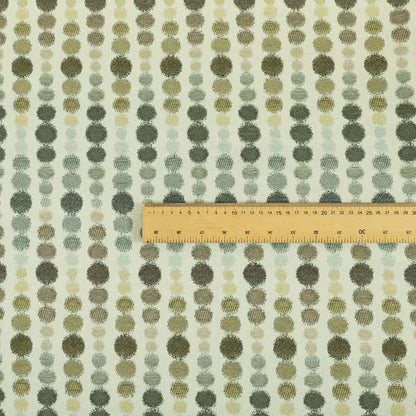 Green Brown Colour Dotted Geometric Pattern Chenille Upholstery Fabric JO-877 - Roman Blinds