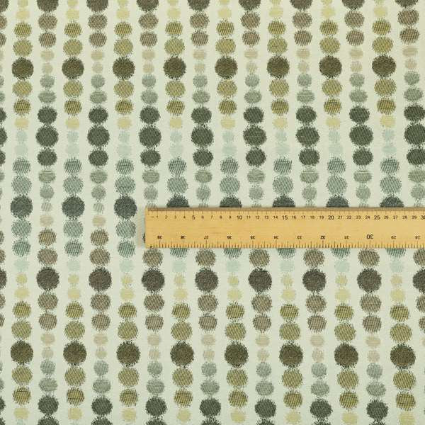 Green Brown Colour Dotted Geometric Pattern Chenille Upholstery Fabric JO-877