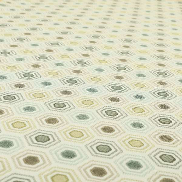 Brown Grey Colour Hexagon Geometric Pattern Chenille Upholstery Fabric JO-878 - Made To Measure Curtains