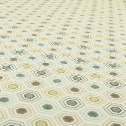 Brown Grey Colour Hexagon Geometric Pattern Chenille Upholstery Fabric JO-878