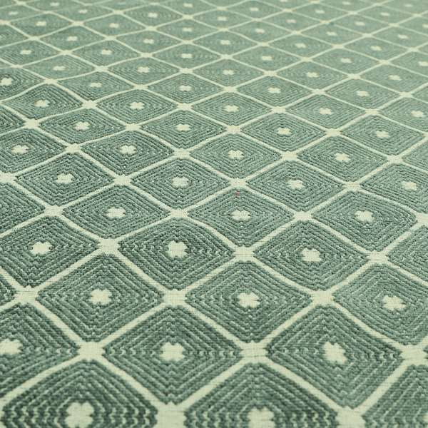 Diamond Geometric Pattern In Blue Colour Chenille Upholstery Furnishing Fabric JO-880 - Roman Blinds