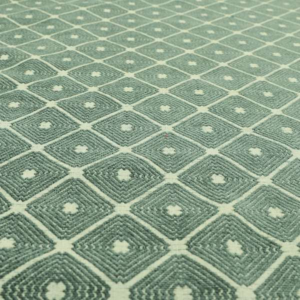 Diamond Geometric Pattern In Blue Colour Chenille Upholstery Furnishing Fabric JO-880