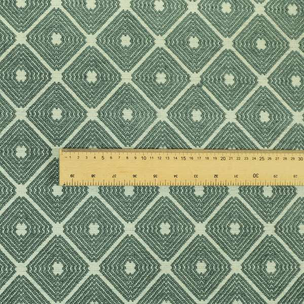 Diamond Geometric Pattern In Blue Colour Chenille Upholstery Furnishing Fabric JO-880 - Roman Blinds