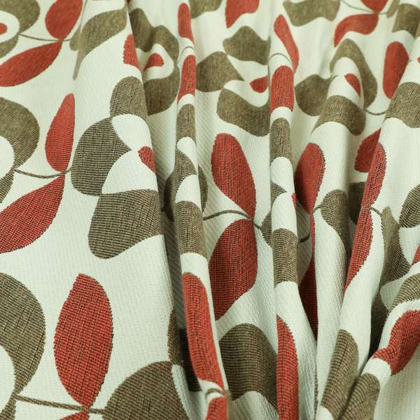 Floral Pattern Brown Red Colour Chenille Upholstery Fabric JO-884 - Made To Measure Curtains