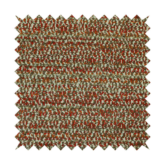 Abstract Pattern In Red Orange Brown Colour Chenille Upholstery Fabric JO-885